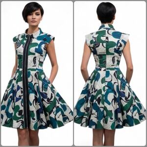 SOHUNG DESIGNS NYC Dress Handmade Avant-Garde Full Zipper Art‎ To Wear Luxury S